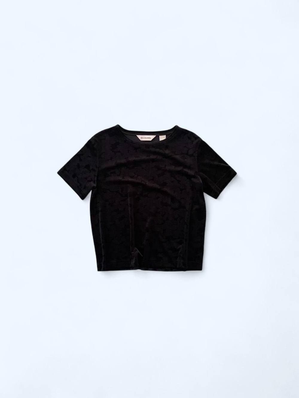 Bechamel Black Velvet Short Sleeve Top‎
